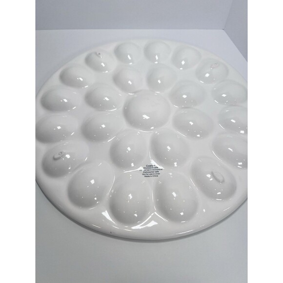Deviled Egg Platter Set - 2pc White Ceramic.  Egg Serving Platter‎ - Picture 12 of 14